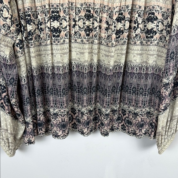 Lucky Brand Light Pink & Purple Long Sleeve Relaxed Blouse Size Large - Picture 6 of 9